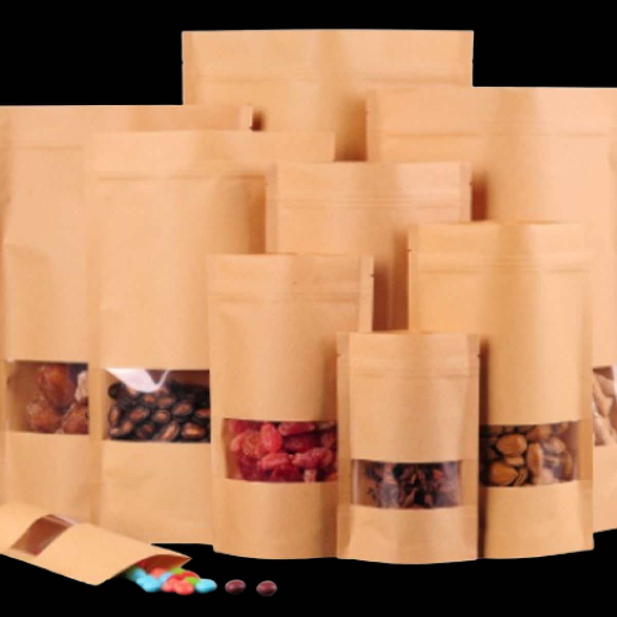 GENERICO - 50 Bolsas De Papel Kraft 18x30+5 Cms, Resellables