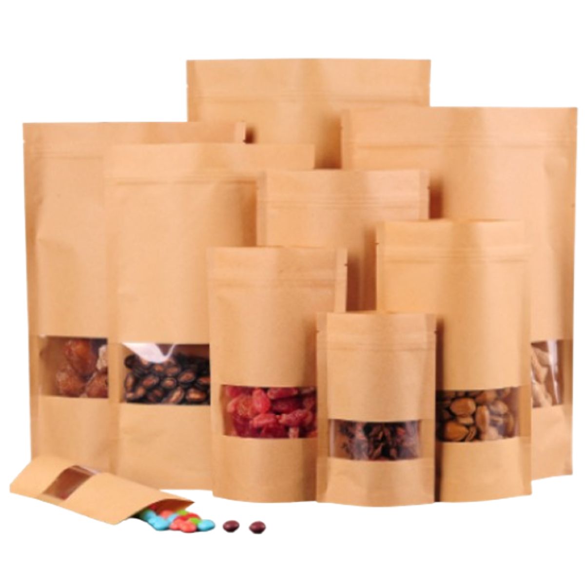 GENERICO - 50 Bolsas De Papel Kraft 18x30+5 Cms, Resellables