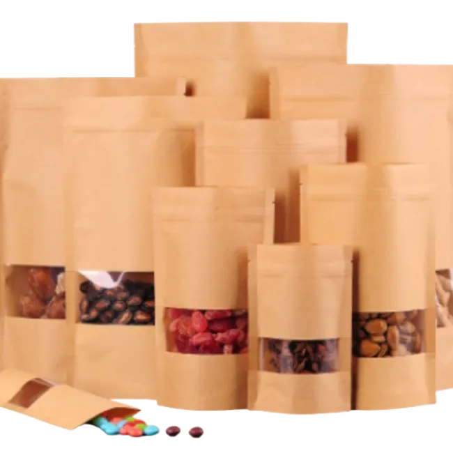 GENERICO - 50 Bolsas De Papel Kraft 18x30+5 Cms, Resellables