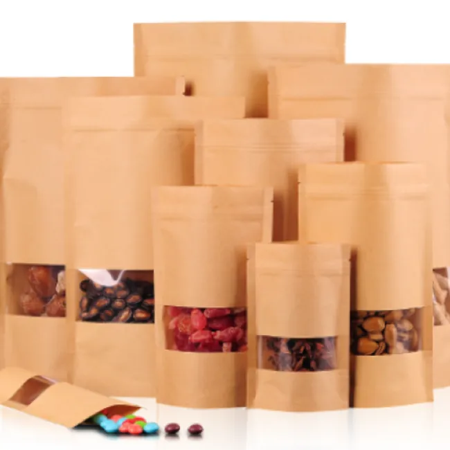 GENERICO - 50 Bolsas De Papel Kraft 18x30+5 Cms, Resellables