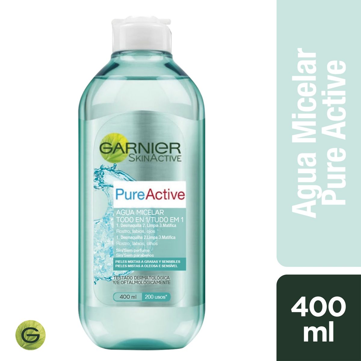 GARNIER - Agua Micelar Pure Active Matificante 400 Ml Garnier Skin Face