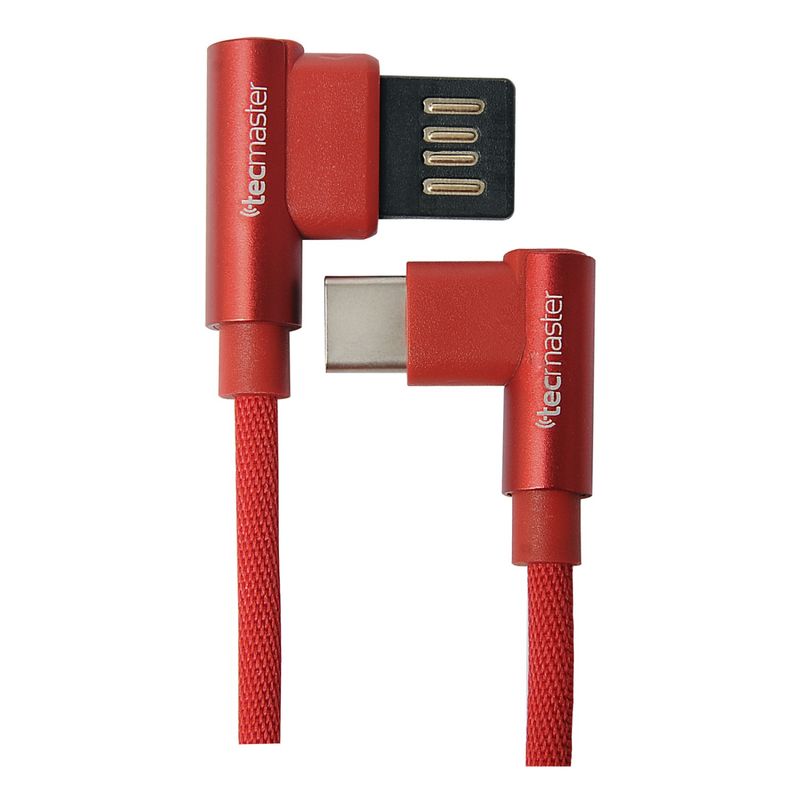 TECMASTER - Cable Usb Tipo C Textil 90° Tecmaster Rojo