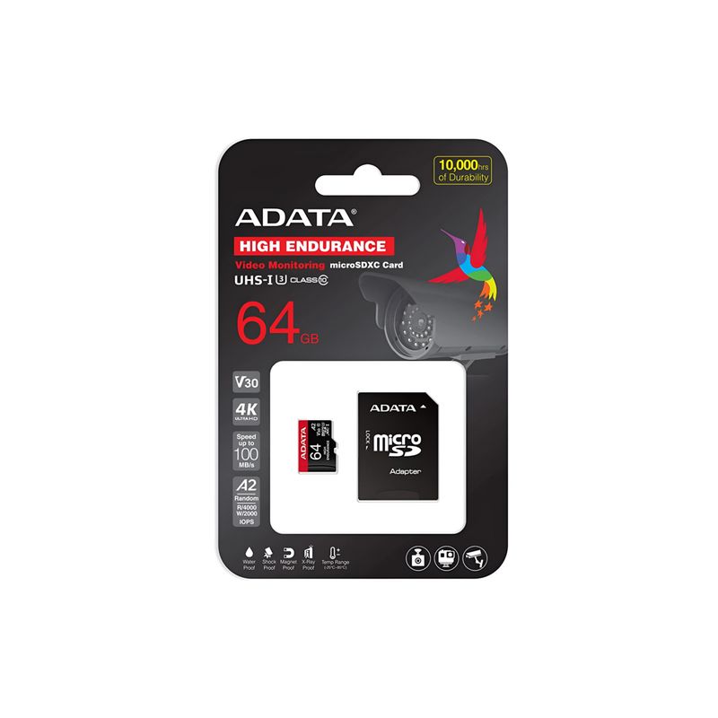 ADATA - Memoria Micro SD Adata 64GB Clase 10 para 4K High Endurance ADATA