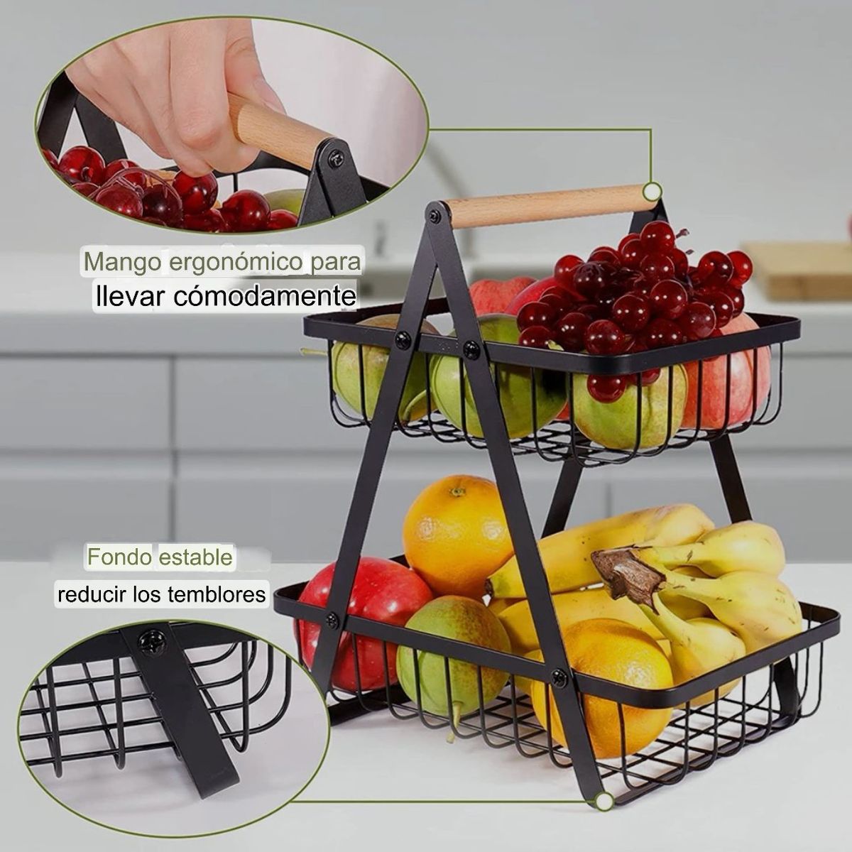 ACTUAL - Frutero Verdulero Canasto Para Frutas Verduras 2 Niveles