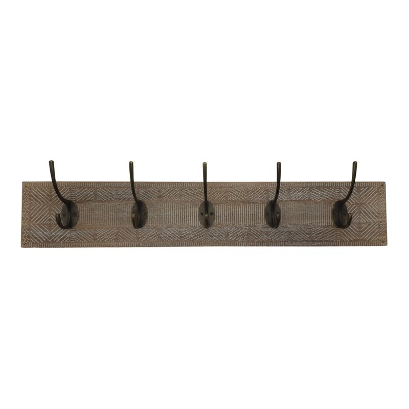 GENERICO - Perchero De Pared Colgador Vintage 5 Ganchos Dobles Café