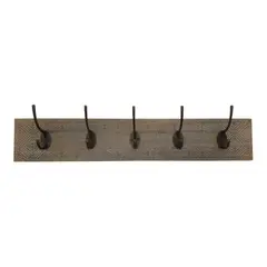 GENERICO - Perchero De Pared Colgador Vintage 5 Ganchos Dobles Café