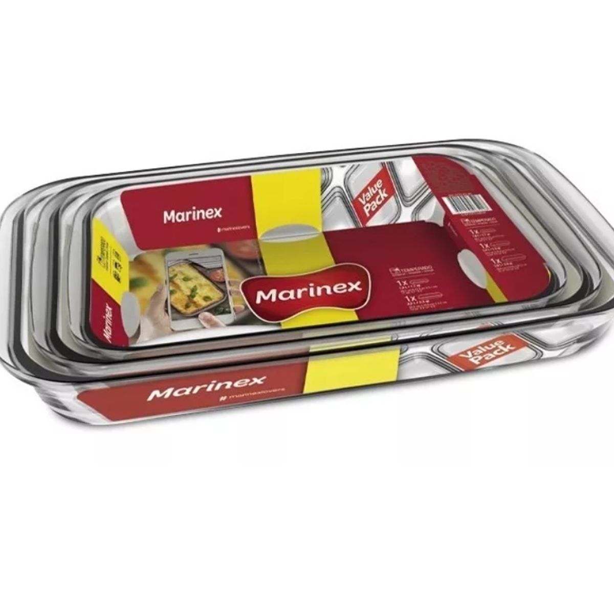 MARINEX - Set De 3 Fuentes Asadera De Vidrio Para Horno
