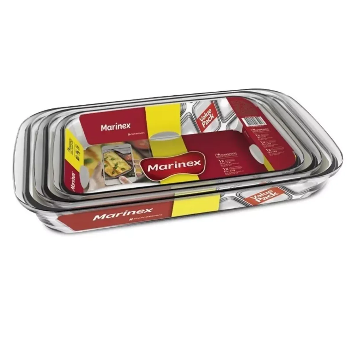 MARINEX - Set De 3 Fuentes Asadera De Vidrio Para Horno