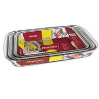 Set De 3 Fuentes Asadera De Vidrio Para Horno