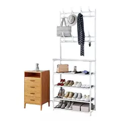 GENERICO - Organizador Rack Zapatero Colgador Perchero Ropa 4 Niveles Blanco
