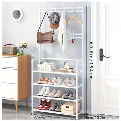 Imagen 2 del producto Organizador Rack Zapatero Colgador Perchero Ropa 4 Niveles Blanco.