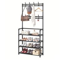 Organizador Rack Zapatero Colgador Perchero Ropa 4 Niveles Negro.