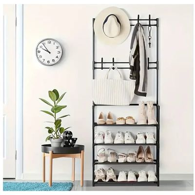 Imagen 2 del producto Organizador Rack Zapatero Colgador Perchero Ropa 4 Niveles Negro.