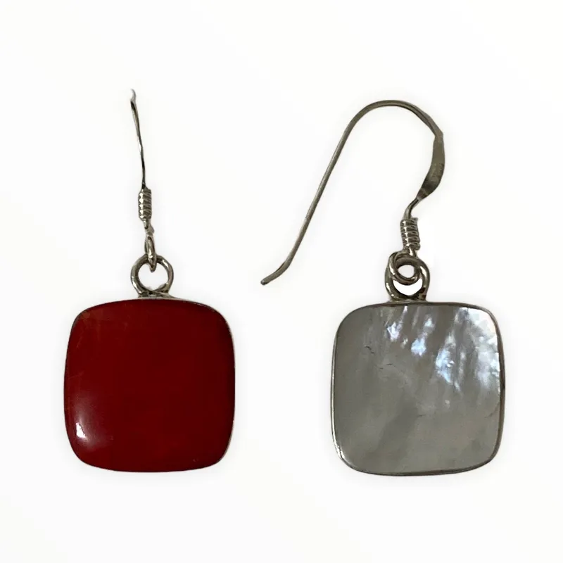 TAETHAI - Aros de plata 925 reversibles con Coral rojo