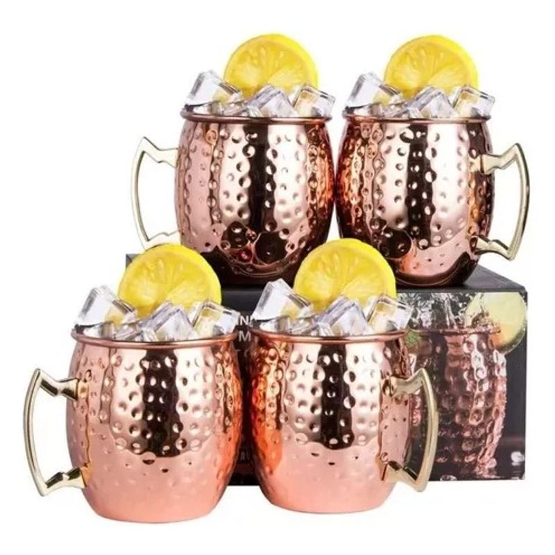 GENERICO - Set 4 Vasos Cobre 550ml Premium Coctel Tragos