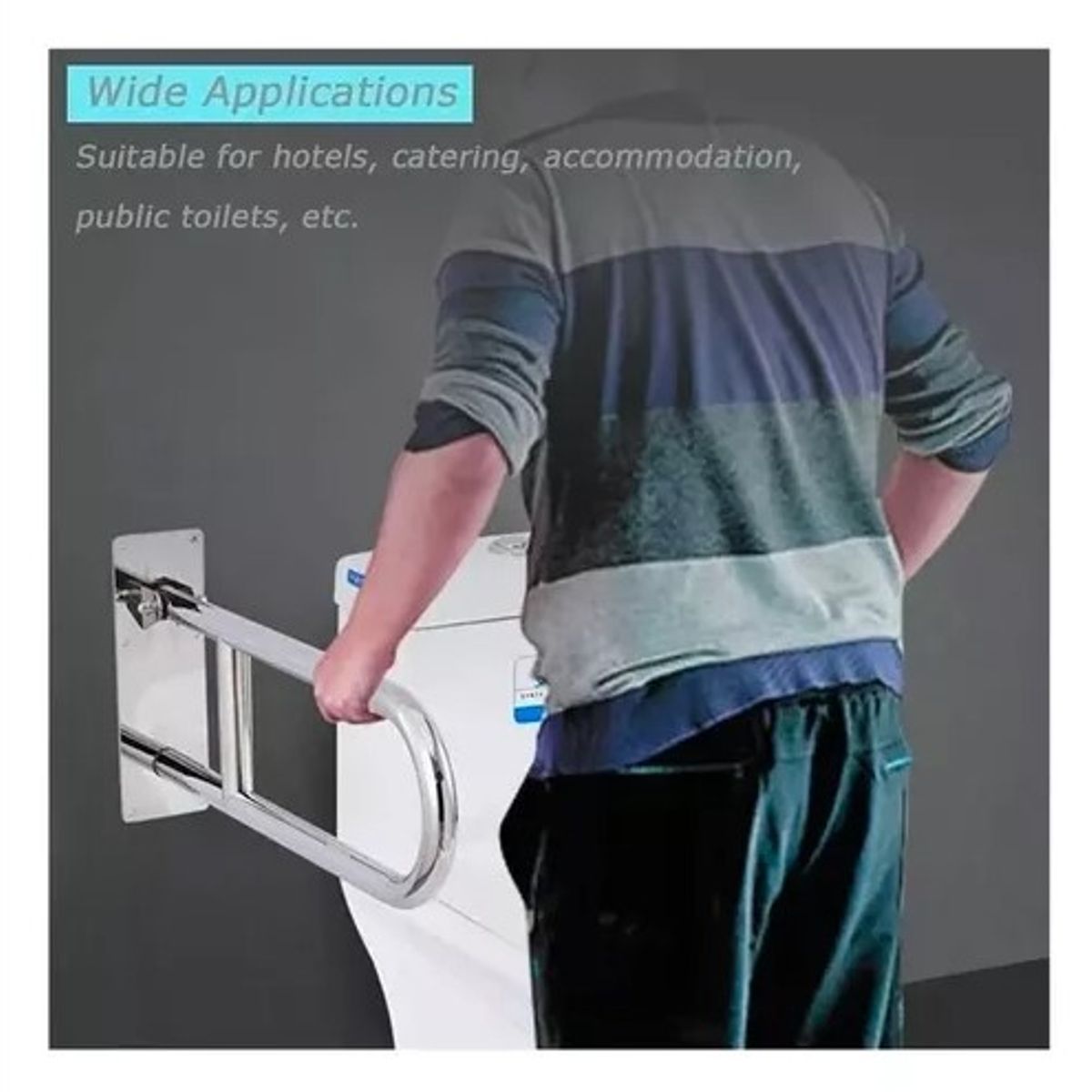 GENERICO - Barra De Seguridad Pasamano Abatible 60 Cm