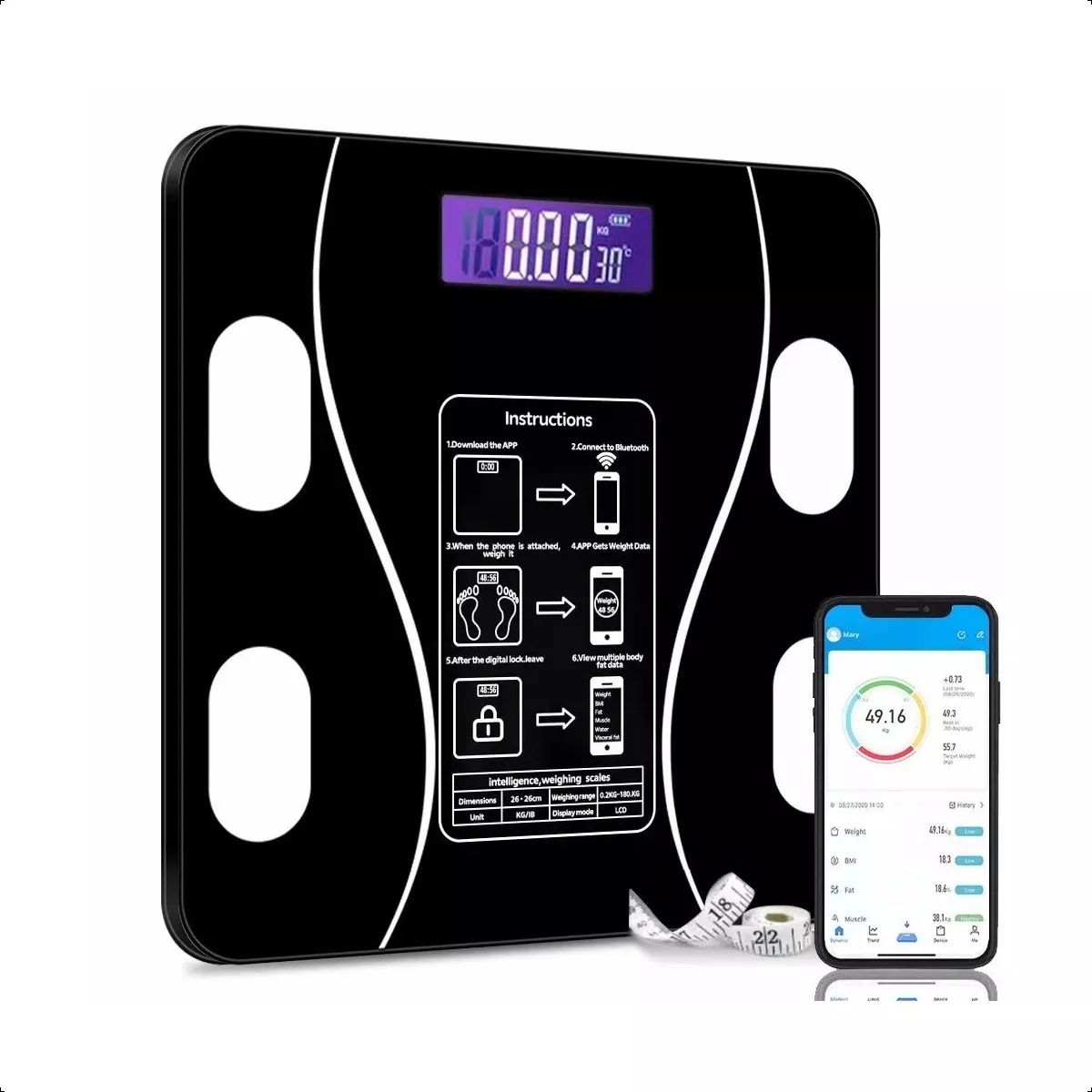 GENERICO - Balanza Pesa Digital Bluetooth Inteligente App Smart Baño
