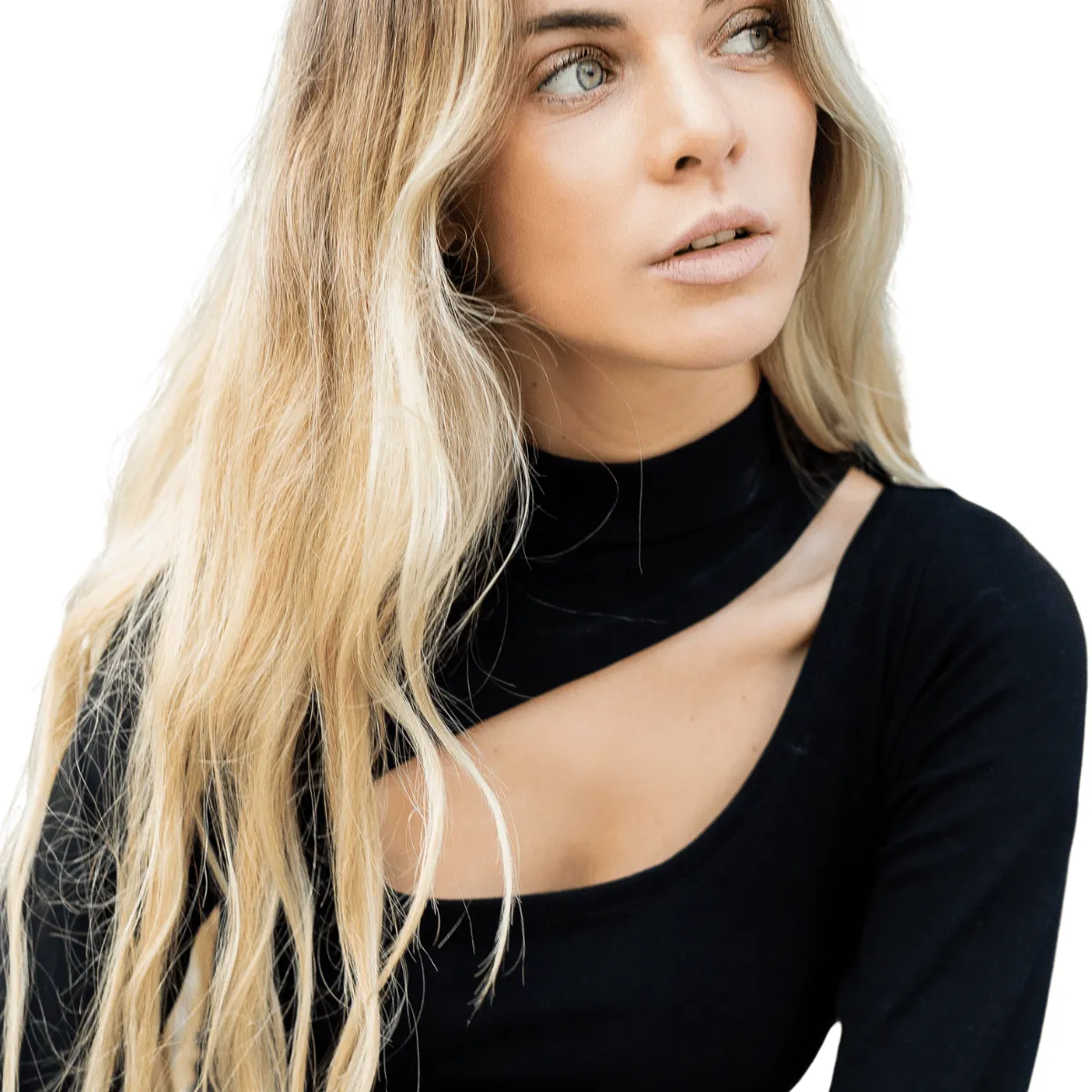 MABELLE - Body Mujer Asimétrico Cuello Alto Manga Larga Lisa