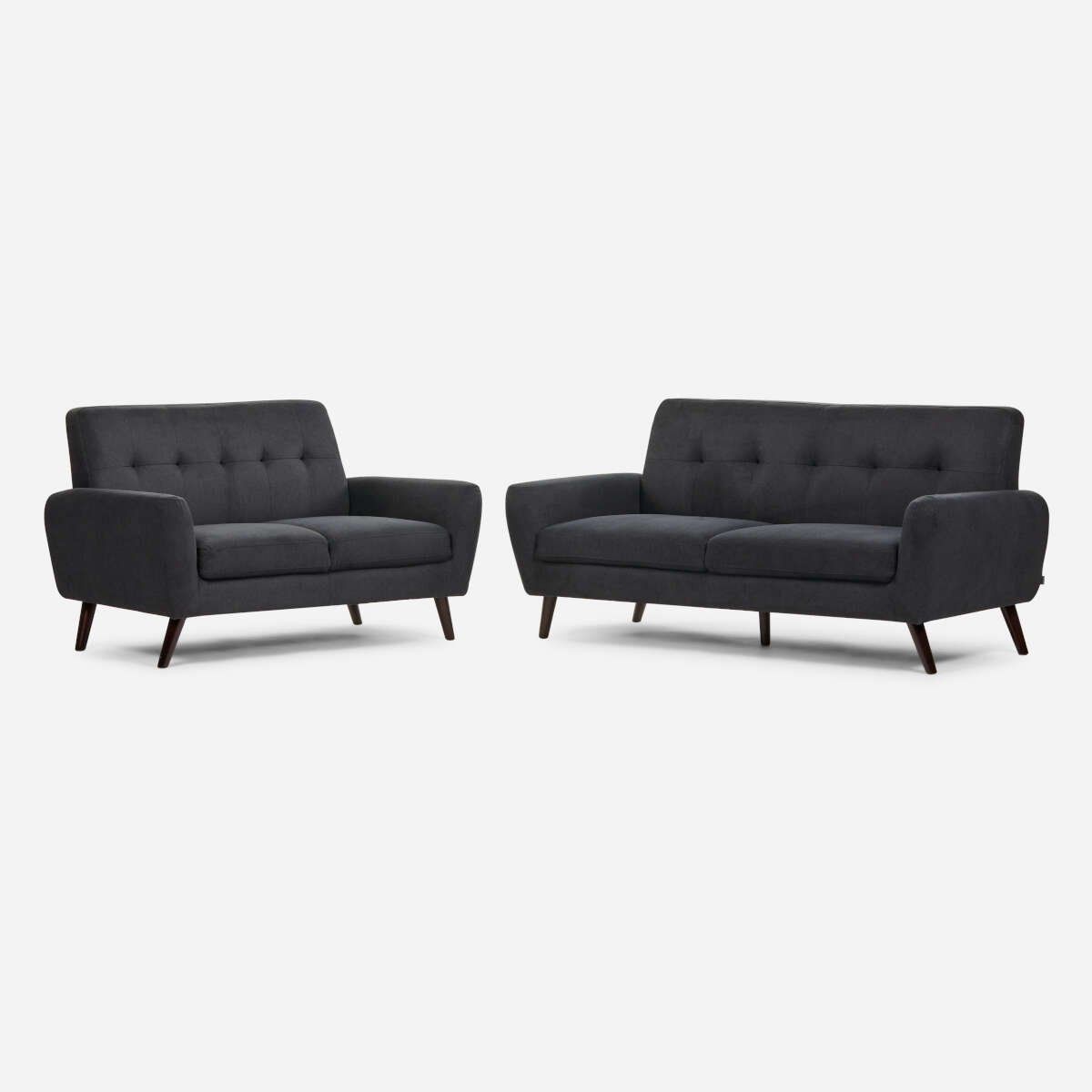 ROSEN - Set Sofá Rosen Adele 3 y 2 Cuerpos Tela Grafito