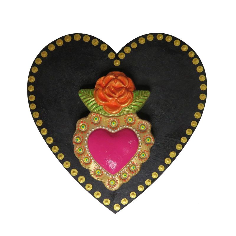 CREA TALLER - Cuadro corazón flor decorativo 18cm