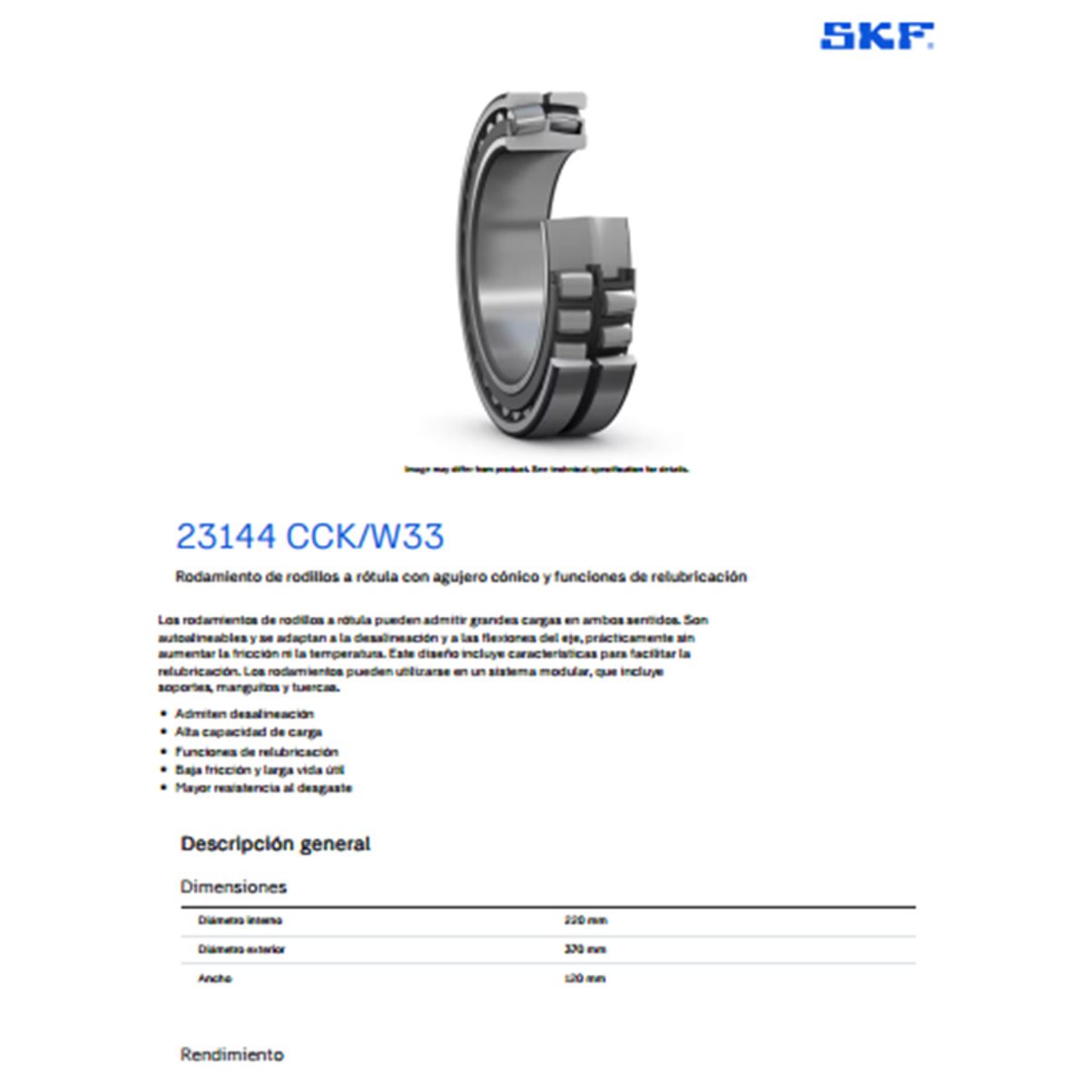 SKFK - RODAMIENTO SKF 23144 CCK/W33
