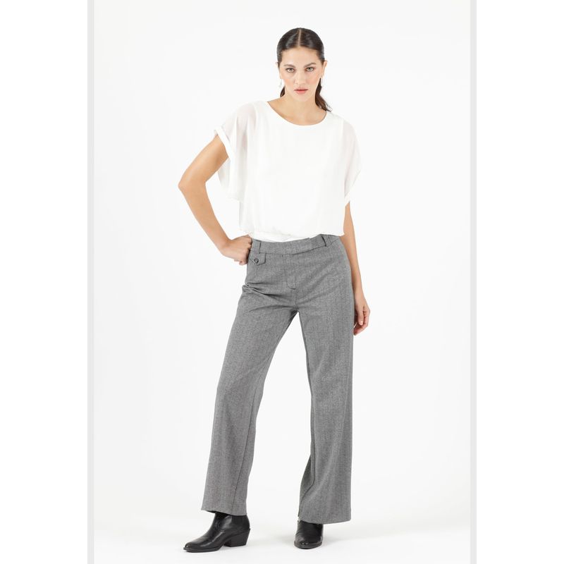 PRIVILEGE - Pantalon wide leg gris estampado PRIVILEGE 752 - Gris