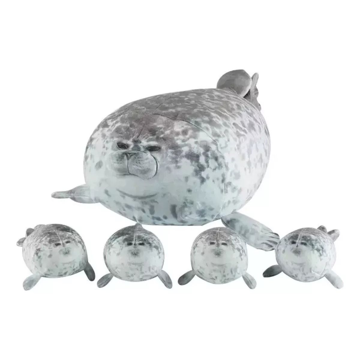 MUNDO MAGIA - Almohada De Foca Peluche 40 Cm + 4 Foquitas Bebes