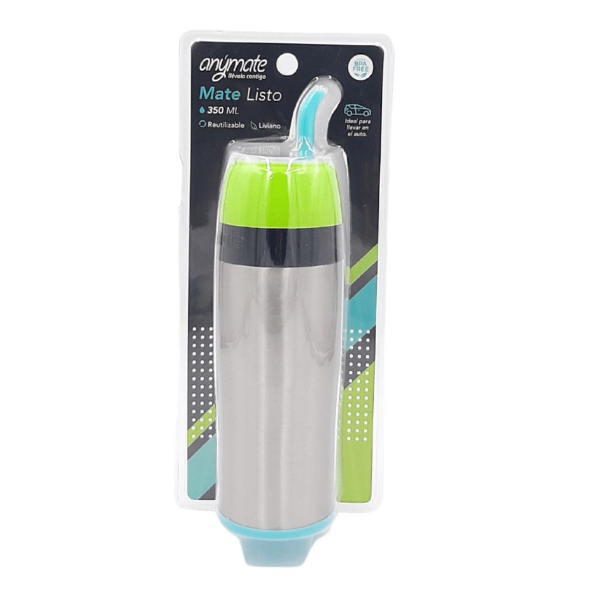 GENERICO - Mate Travel Infusión Anymate 350 ML Verde para Auto