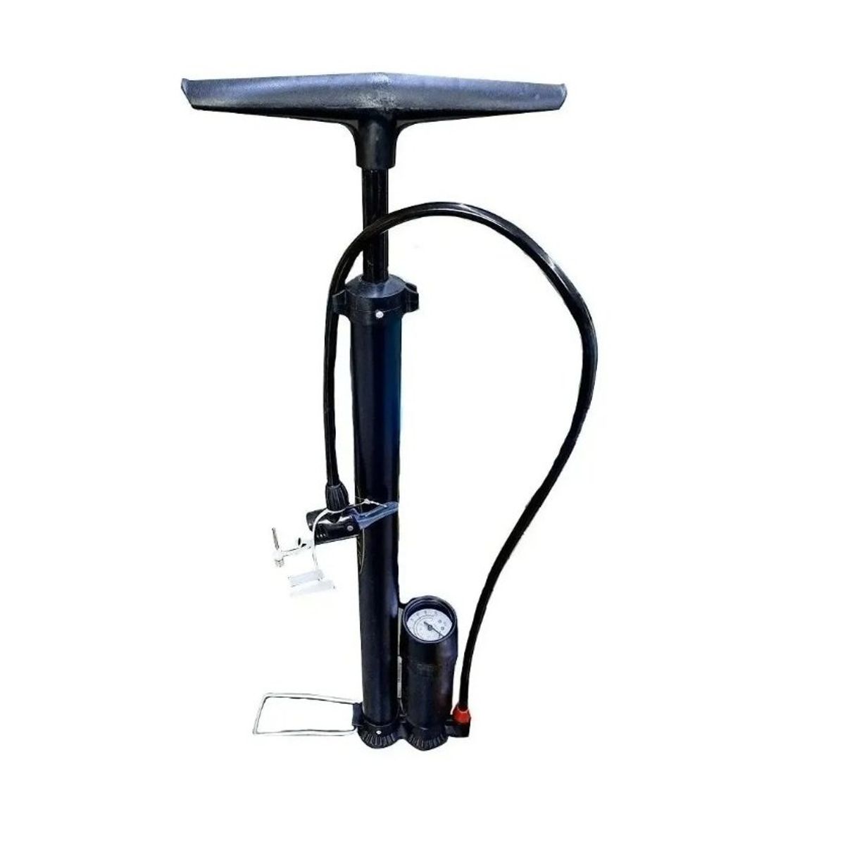 GENERICO - Bombin De Pie Manómetro  Kit De Puntas Bici Auto Negro