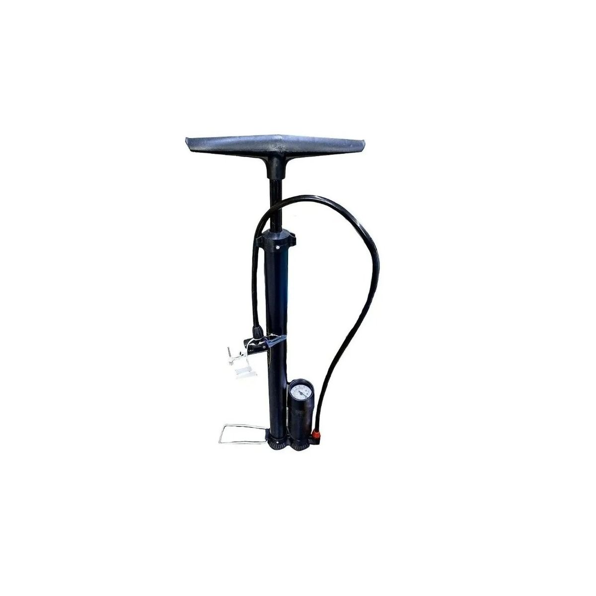 GENERICO - Bombin De Pie Manómetro  Kit De Puntas Bici Auto Negro
