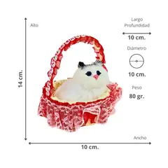 SOLEIO - Gato Maullador en Canasta Juguete Decorativo Rojo