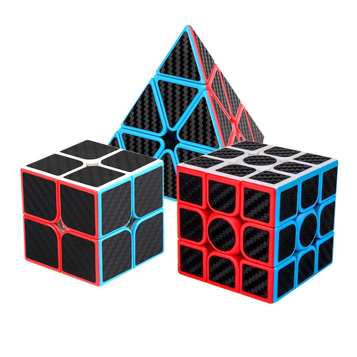 EDWINAYY - Paquete 3 Cubos 2x2 3x3 Pyramid Z Cobra Fibra Carbono
