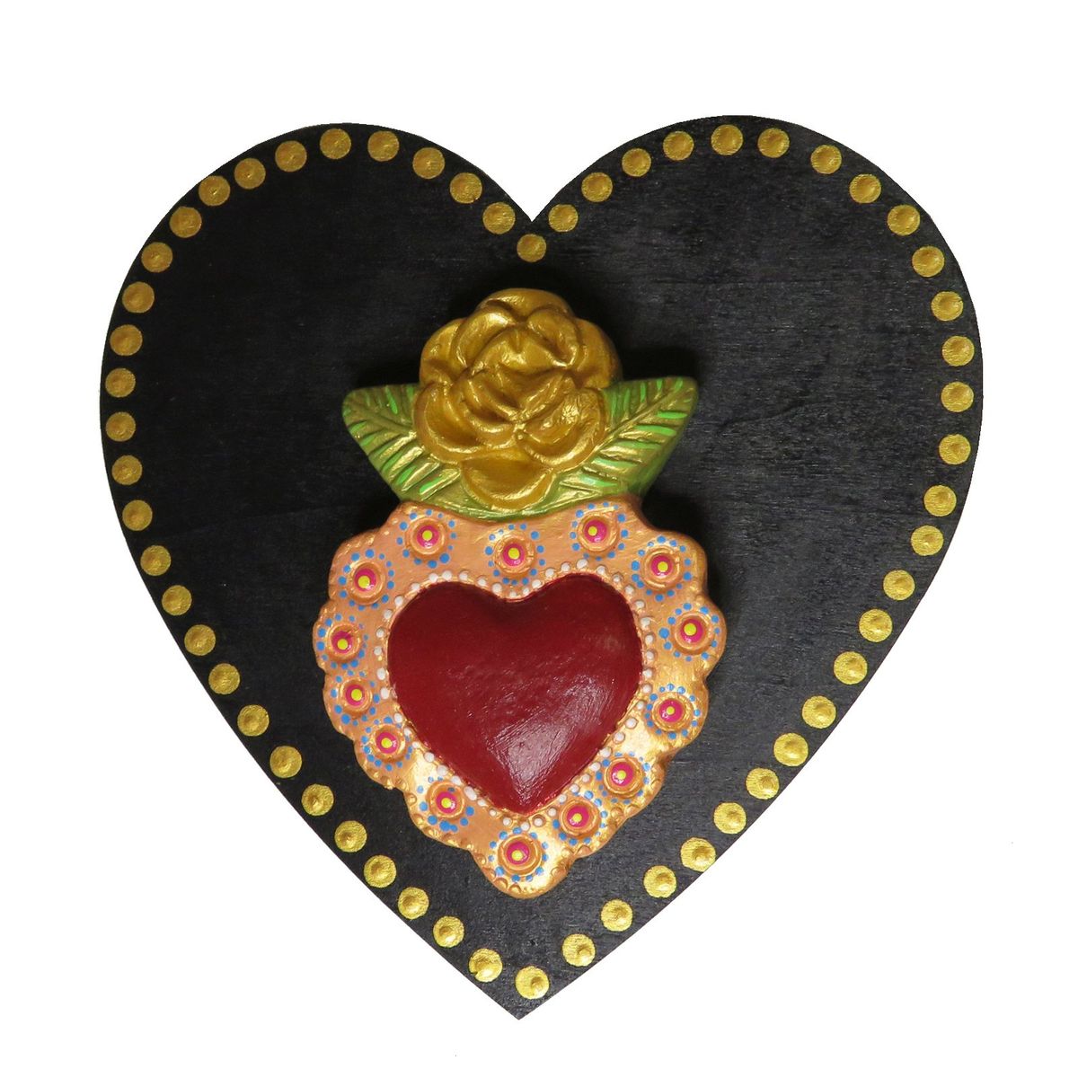 CREA TALLER - Cuadro corazón flor decorativo 18cm