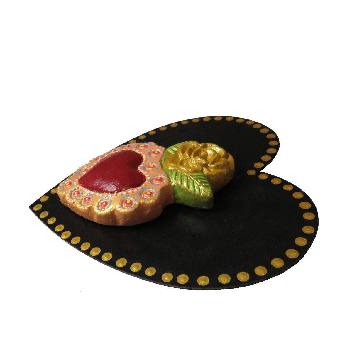 CREA TALLER - Cuadro corazón flor decorativo 18cm