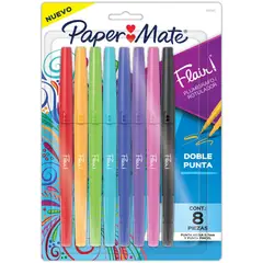PAPER MATE - Set 8 Marcadores Flair Doble Punta Surtidos