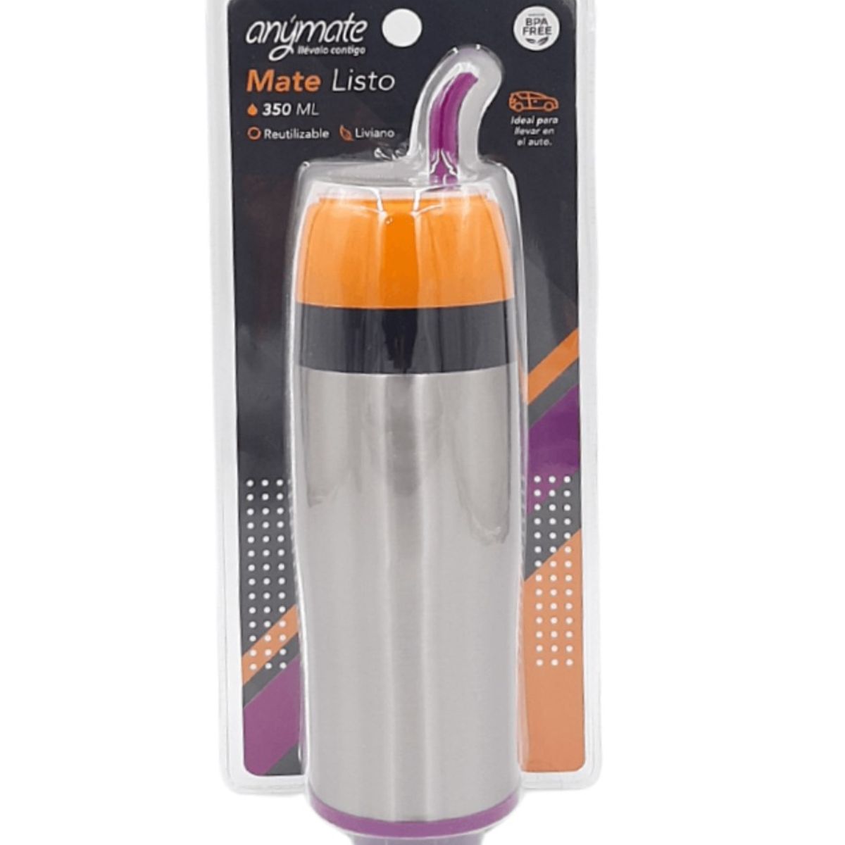 GENERICO - Mate Travel Infusión Anymate 350 ML Naranjo para Auto