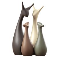 Juego De 4 Adornos Abstractos Familia De Ciervos De Cerámica