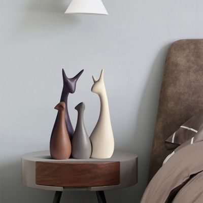 Imagen 2 del producto Juego De 4 Adornos Abstractos Familia De Ciervos De Cerámica