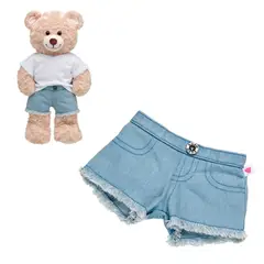 BUILD A BEAR - Short blue jeans flecos para peluches