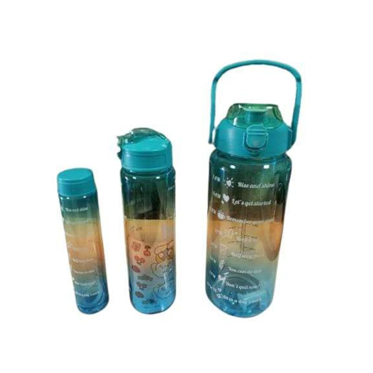 GENERICO - Botella de agua Motivacional 3 Piezas  [ 2000ml + 900ml +300ml ]