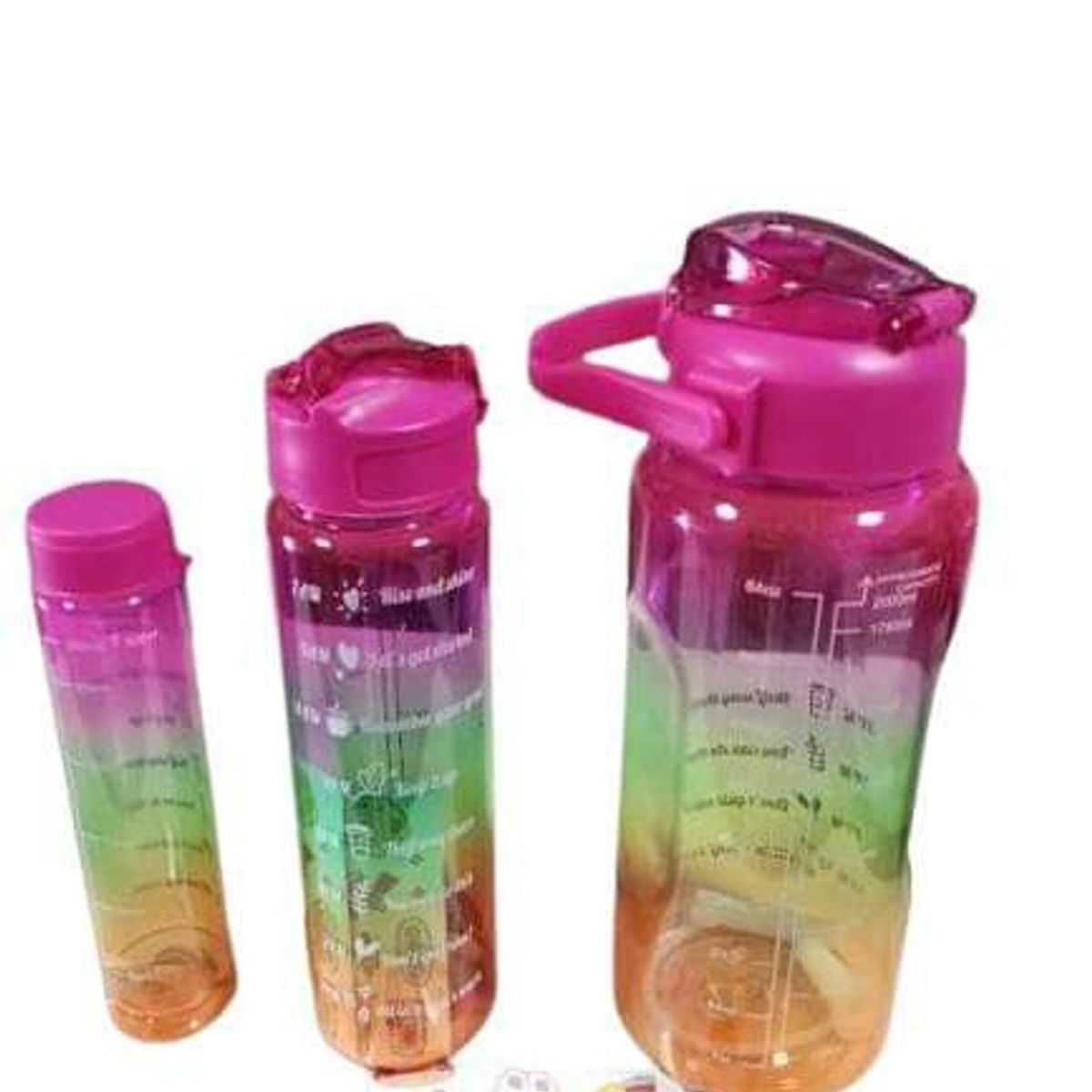 GENERICO - Botella de agua Motivacional 3 Piezas  [ 2000ml + 900ml +300ml ]