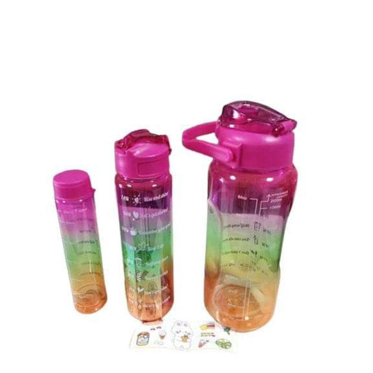 GENERICO - Botella de agua Motivacional 3 Piezas  [ 2000ml + 900ml +300ml ]