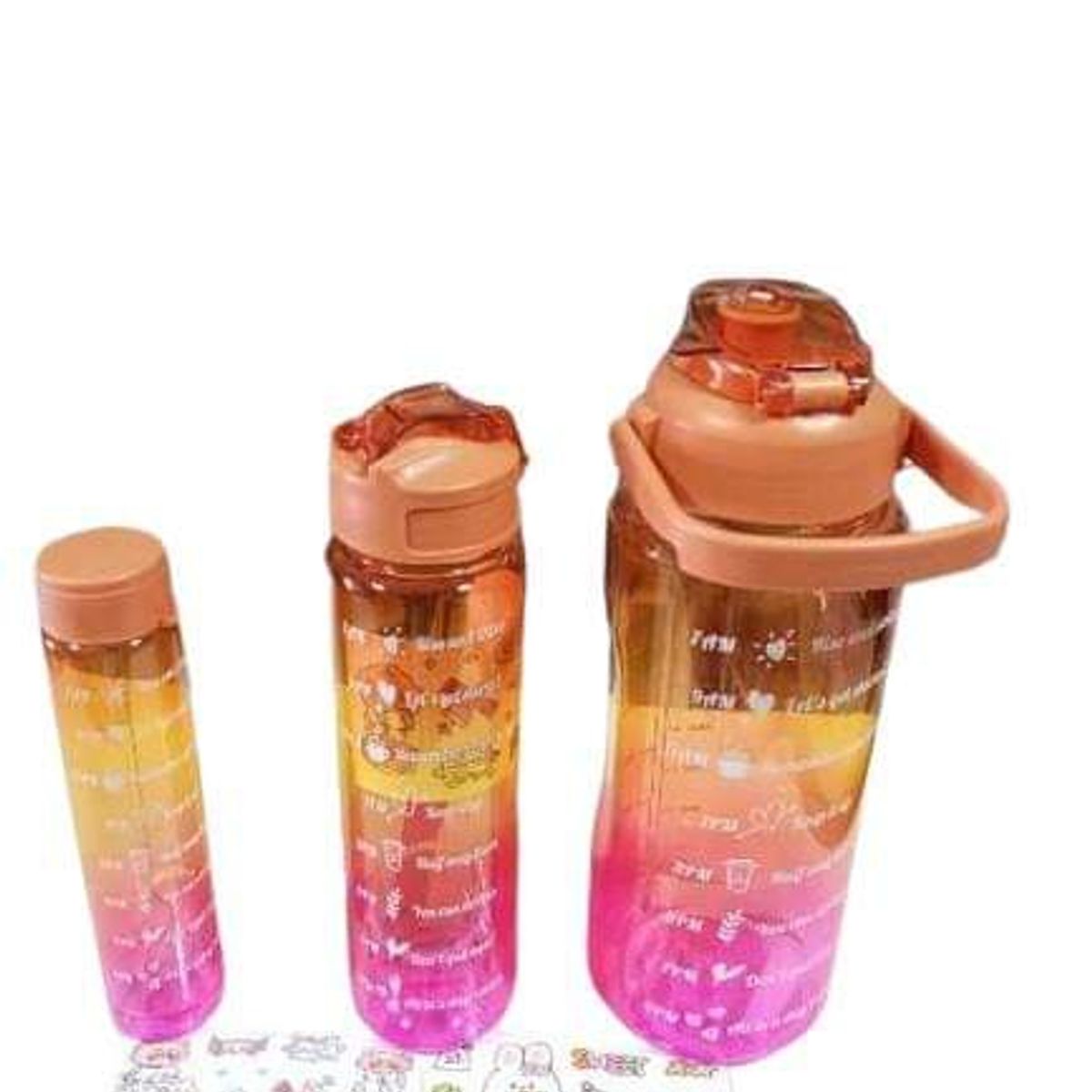 GENERICO - Botella de agua Motivacional 3 Piezas  [ 2000ml + 900ml +300ml ]