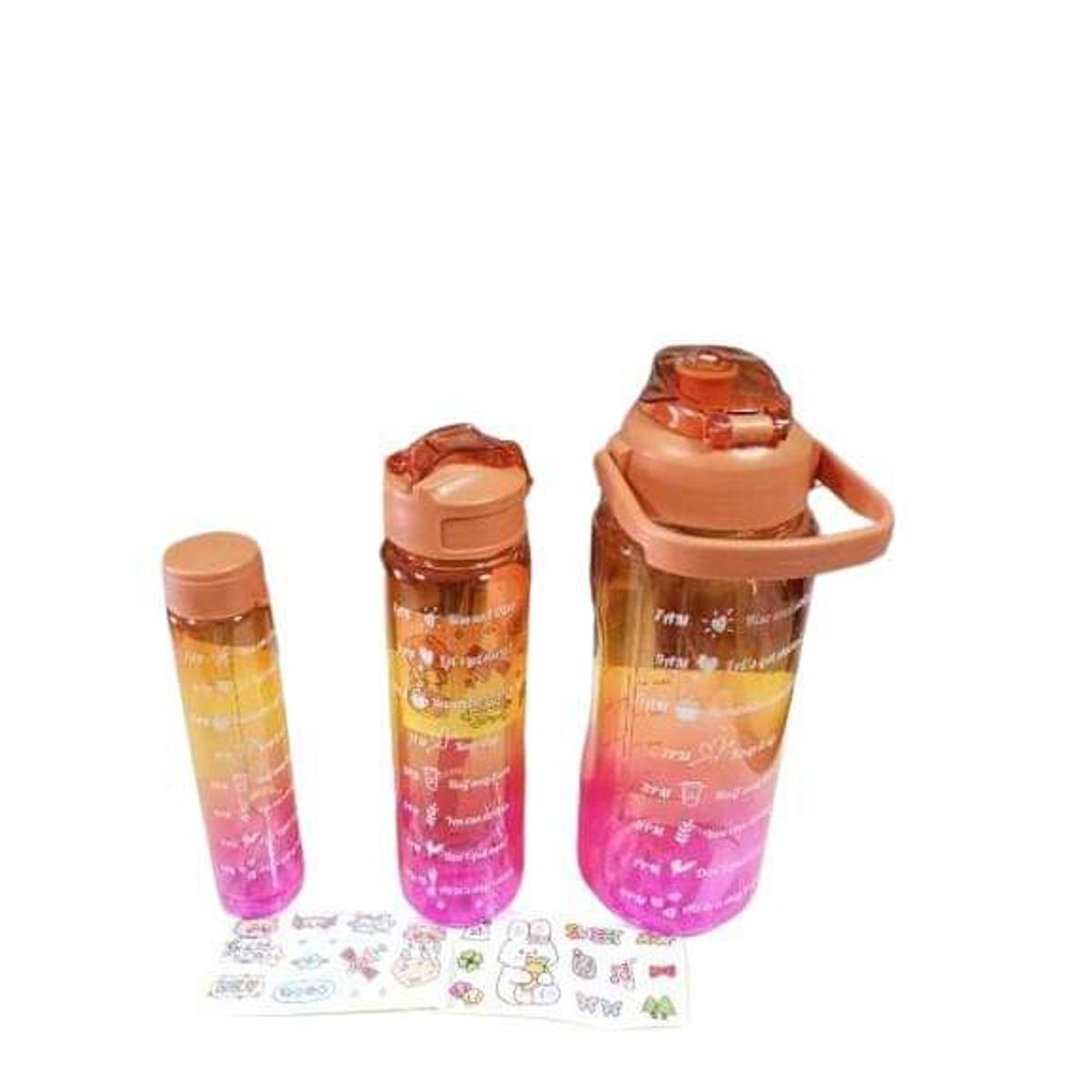 GENERICO - Botella de agua Motivacional 3 Piezas  [ 2000ml + 900ml +300ml ]