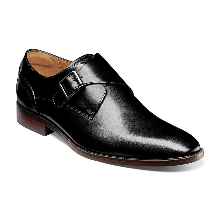 Zapato Sorrento Plain Toe Single Monk Strap Negro