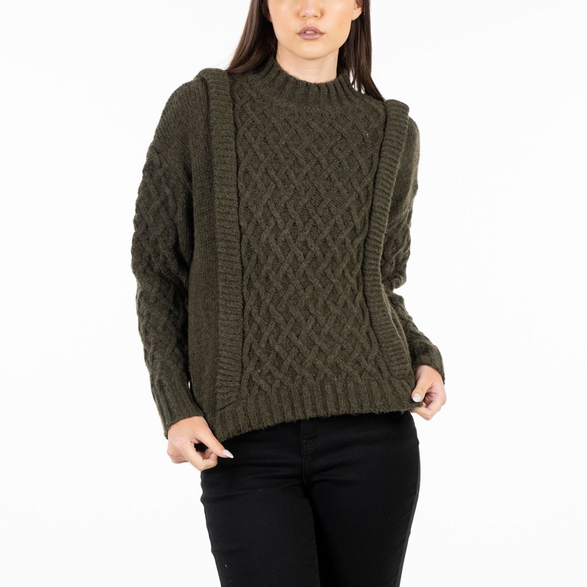 ELLUS - SWEATERS MUJER CUELLO SUBIDO CON HOMBRERAS ELLUS OFL86406