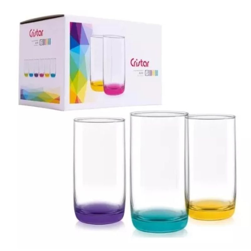 CRISTAR - Vasos Para Bebida Coctel Vidrio 445ml X6