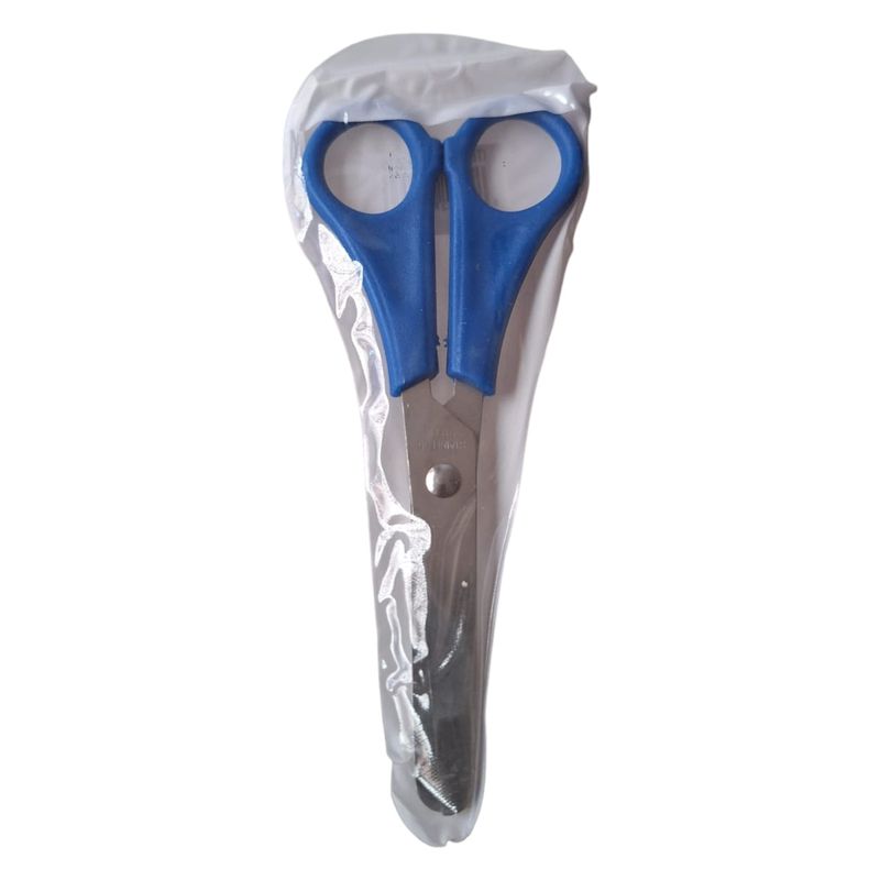 GENERICO - Tijera Escolar Punta Roma 13 Cm Azul