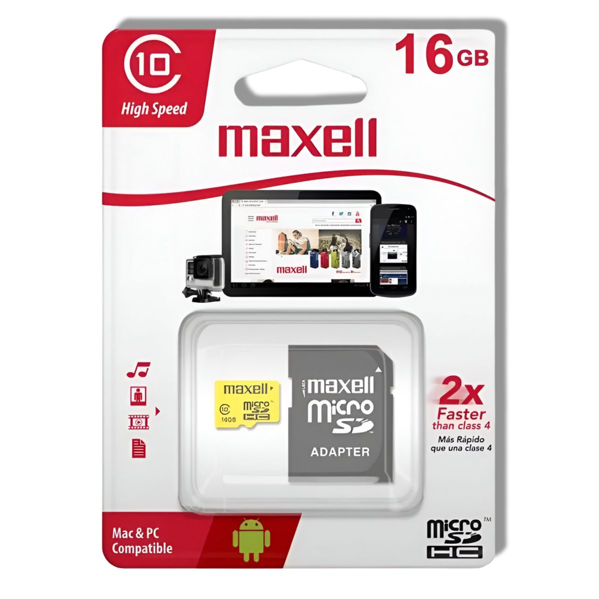 MAXELL - Memoria Maxell Micro SD 16 GB Clase 10 FHD MCSD-16GB