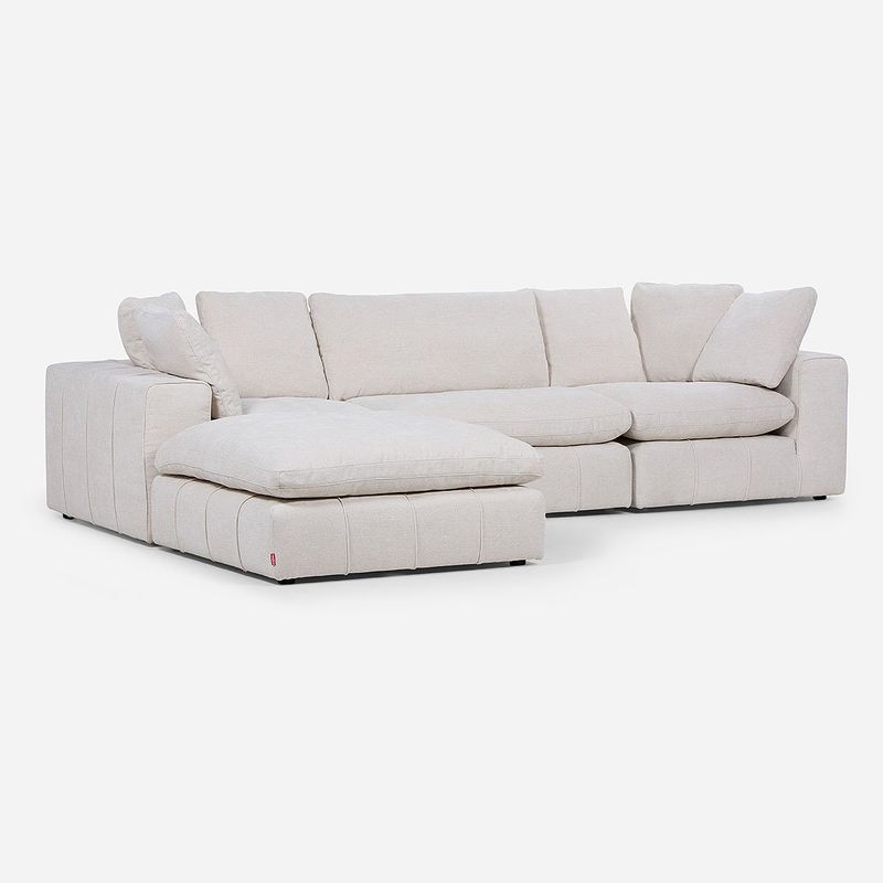 ROSEN - Sofá Seccional Rosen Dornie Tela 4 Piezas Blanco Crudo